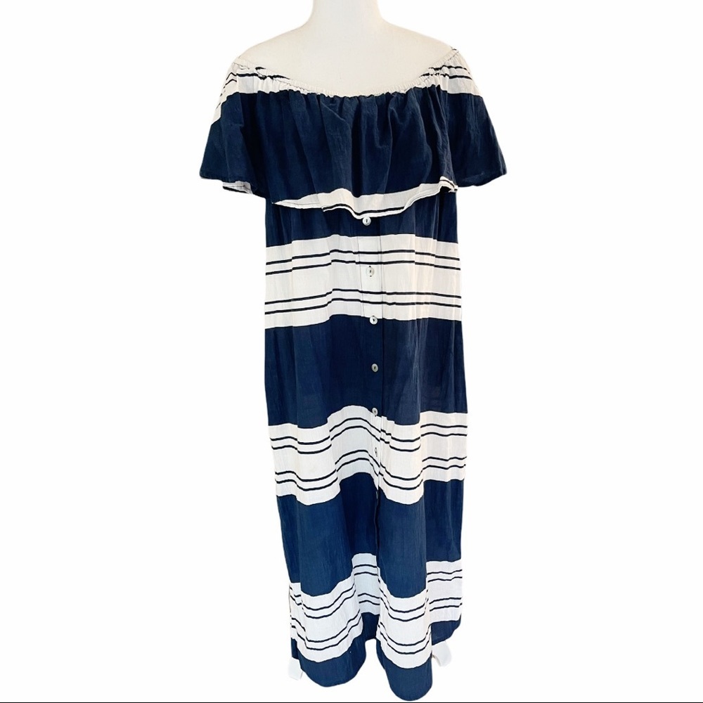 Faithfull the Brand Navy Stripe Majorca Tiered Dress 4 - Picture 11 of 12